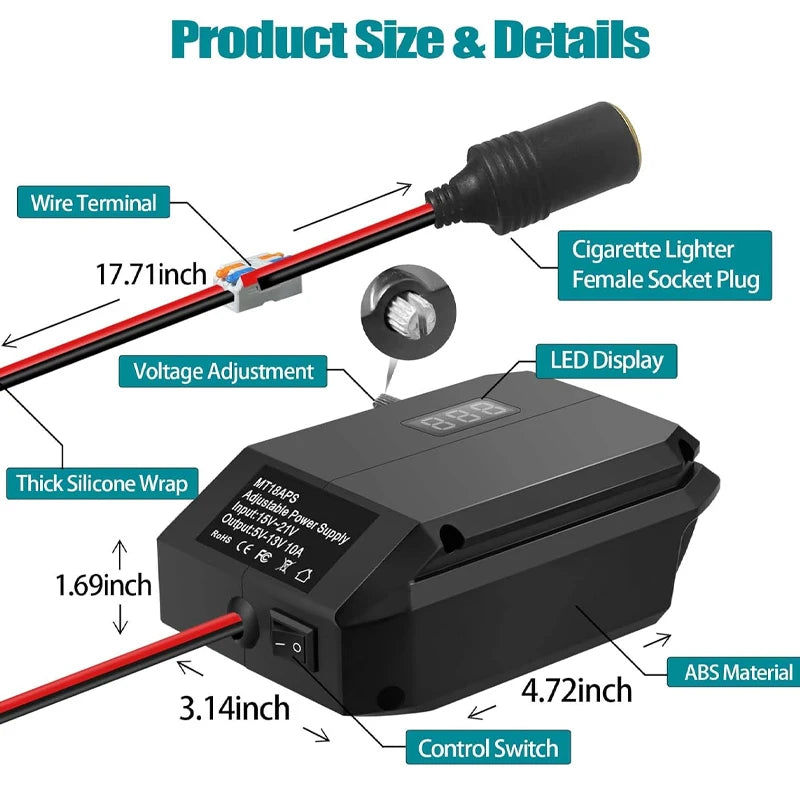 DC 18V to 12V Step Down Converter for Makita Battery Power W