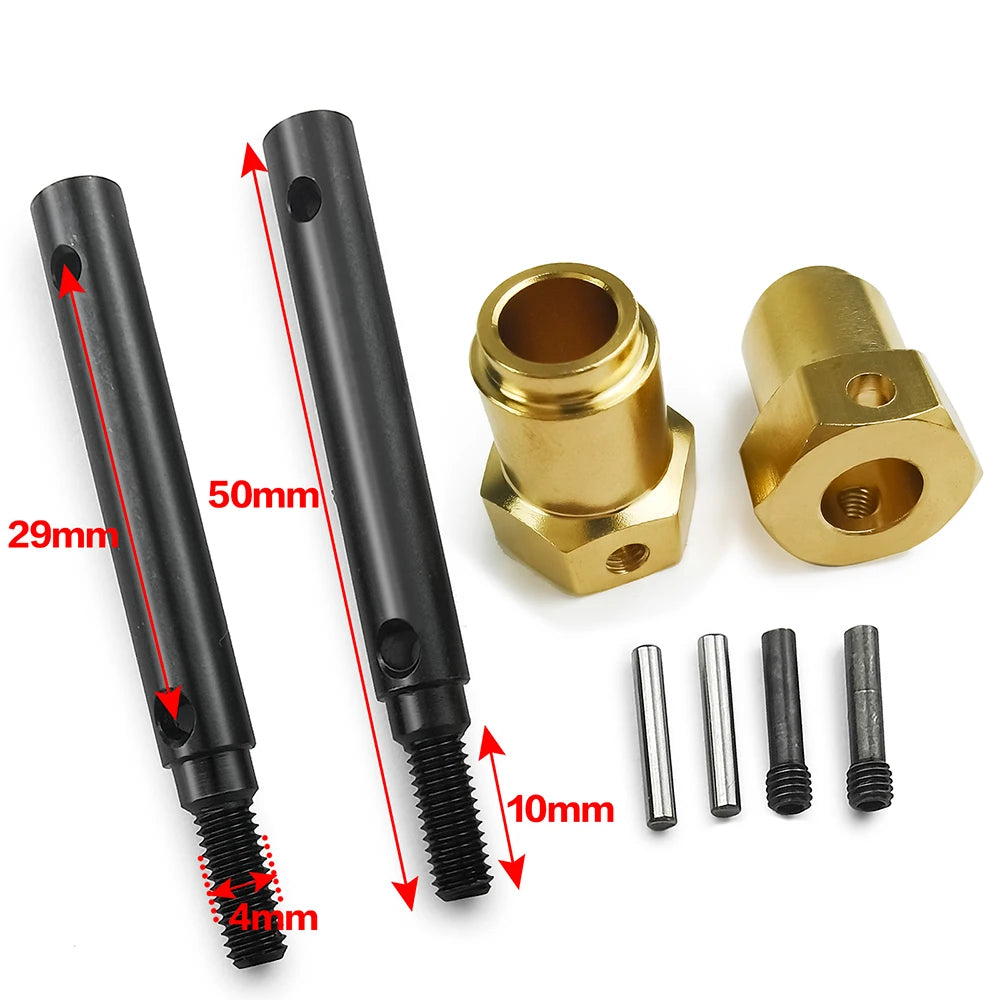AXSPEED Metal Portal Stub Axle Drive Gear Shaft & Wheel Hex Adapter for TRX-4 TRX4 1/10 RC Crawler Car Upgrade Parts