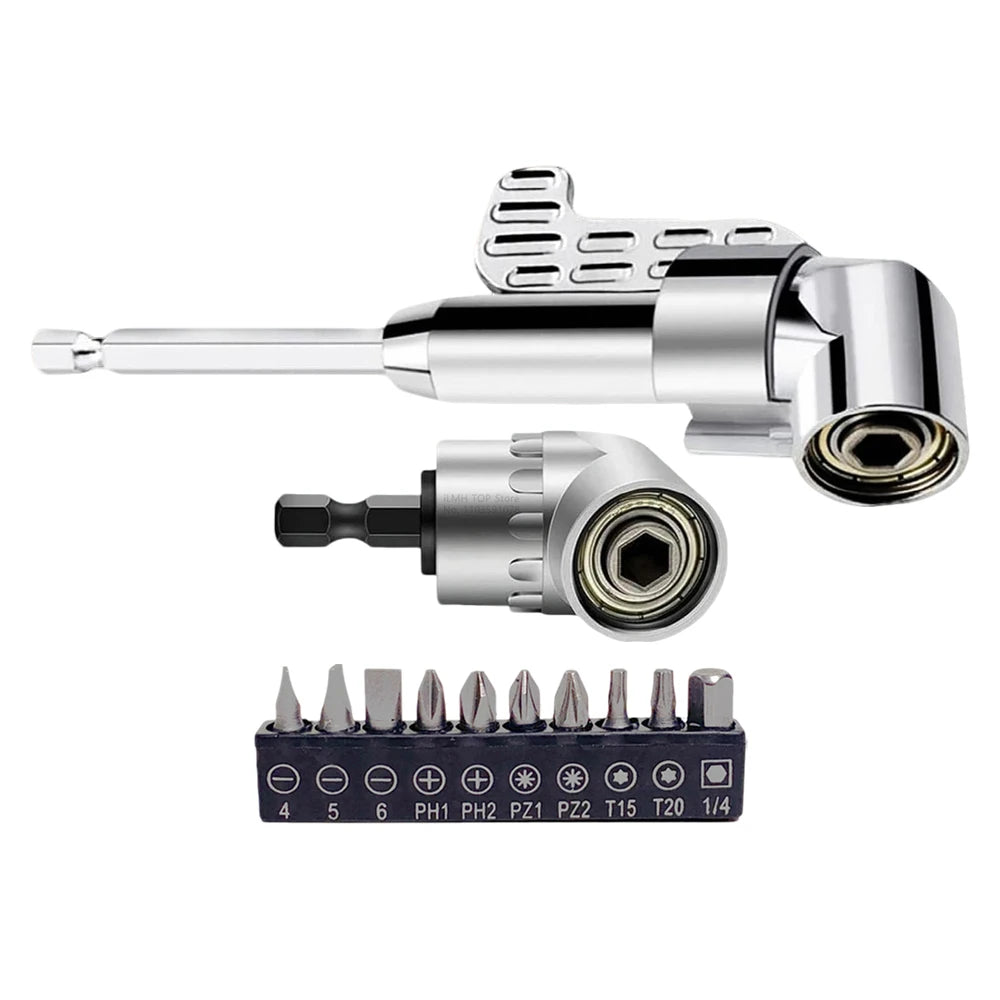 iLMH 105 Right Angle Drill Adapter 1/4 Hex Magnetic Bit Holder Tight Space Screwdriver Attachment Hand Drill Repair Tools