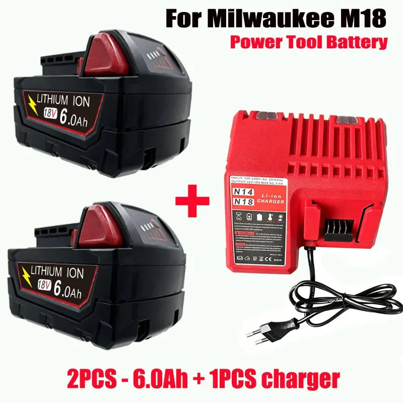 New Style For Milwaukee M18 Power Tool Battery Charger 18V 6000mAh M18B5 48-11-1860 18650 Battery 6.0Ah 9.0Ah 12.0Ah