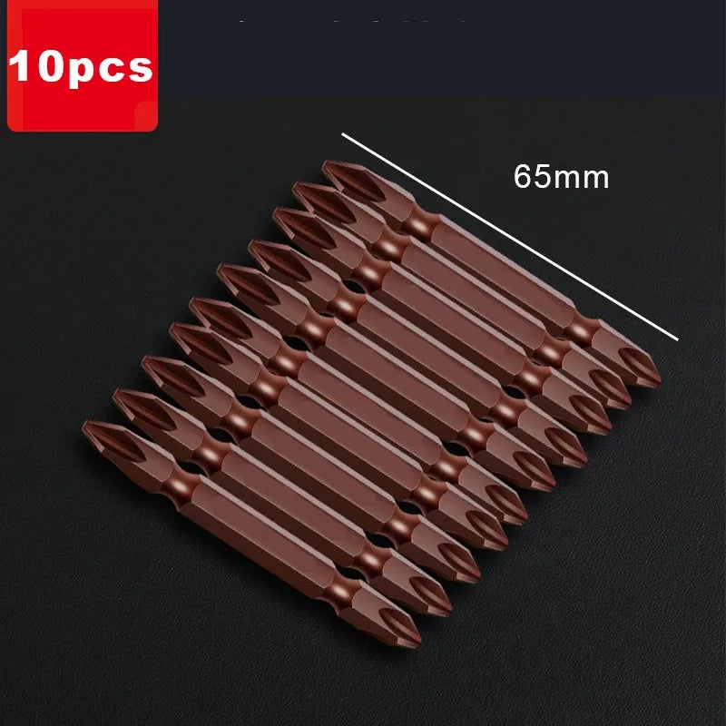 50mm-150mm Magnetic Impact Double Head Cross Screw Drill Bit Set Handheld Screw Disassembly and Assembly Power Tool 10 Piece Set