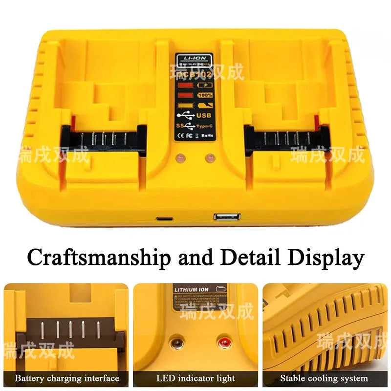 DCB102 Power Tool Lithium Battery 3A Double Charger For DeWa