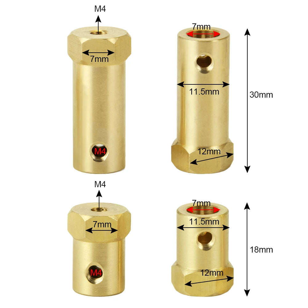 YEAHRUN 4PCS 12mm Wheel Hex Coupling Coupler Brass Sleeve Ad