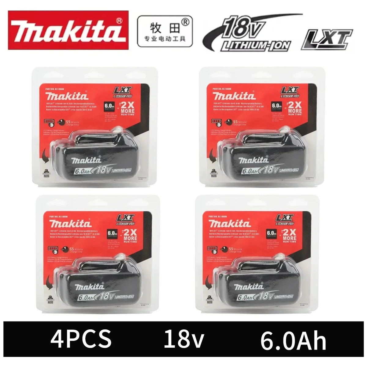 Makita 18V 6Ah Power Tools Battery Original Genuine for Makita 18V BL1830B BL1840B BL1850B BL1860B Replacement Lithium Batteries