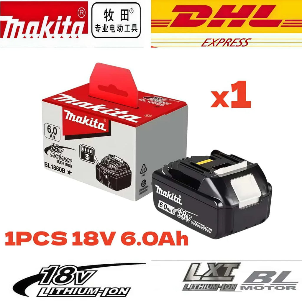 6Ah 100% Original Makita 18V Battery BL1860B Rechargeable Lithium-Ion Battery for Makita 18V Power Tools Replace the Battery.