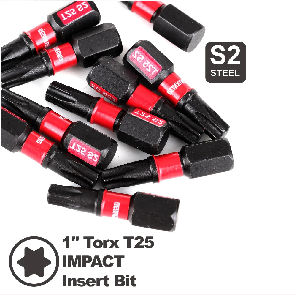GEINXURN Impact Tough 25 Torx 1 in. Insert Driver Bits Magne