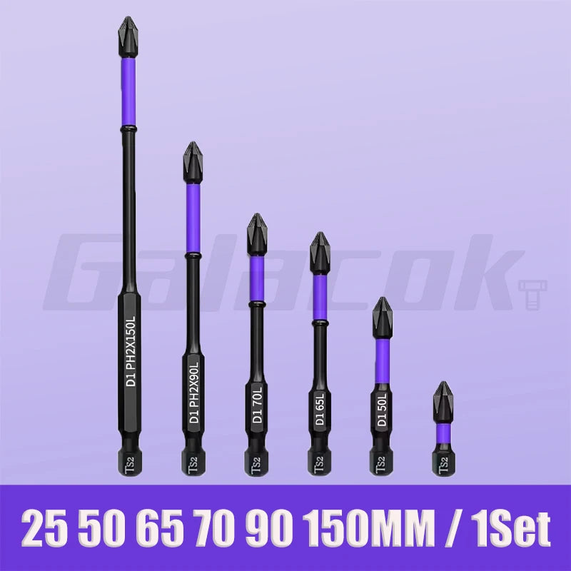Magnetic Impact Phillips Bit Anti-Slip Long Screwdriver Bit Set Hex Shank Cross Impact Driver Bit for Power Drilling
