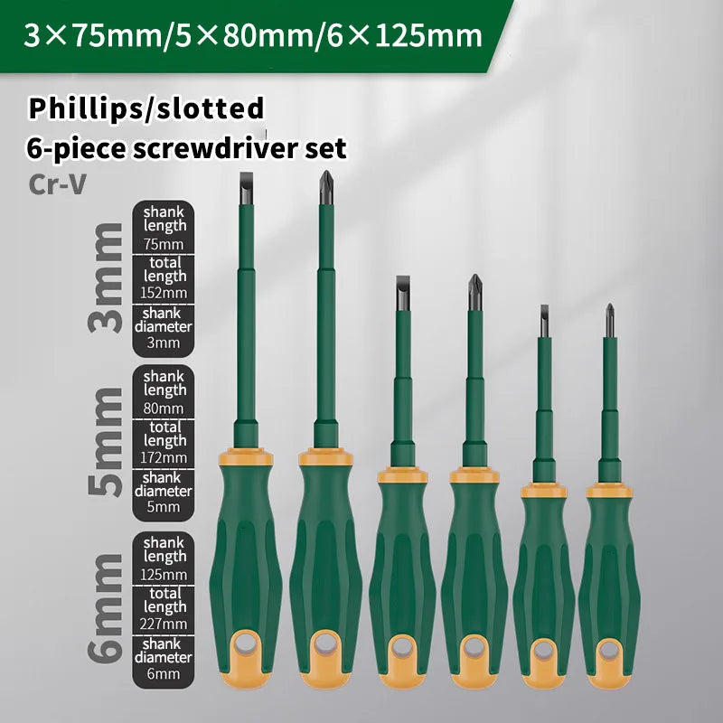 GREENERY Electrician Insulated Screwdriver Set Magnetic Phillips / Slotted Screwdriver Bits Current-Isolate Cross / Flat Driver