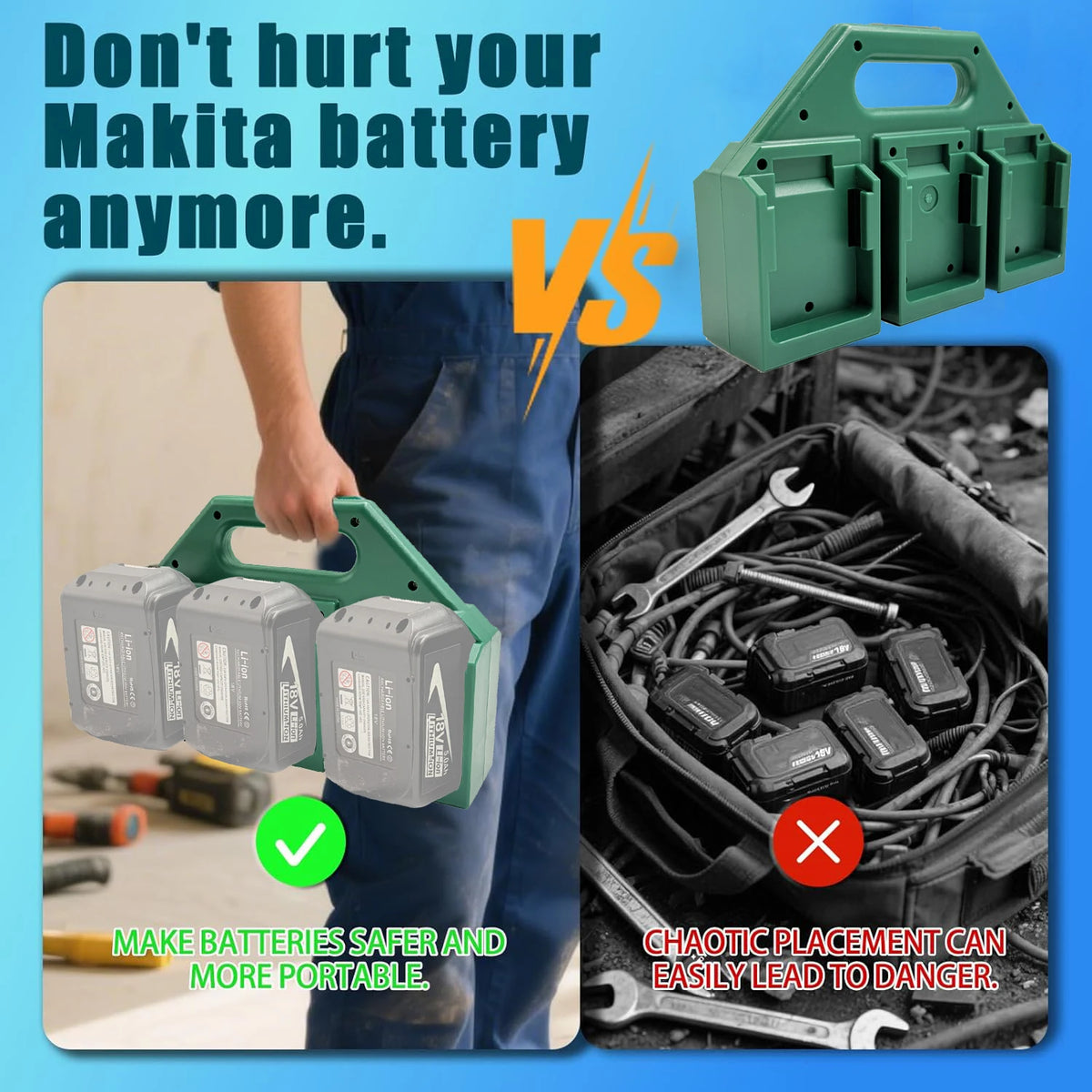 6-Slot Battery Carrying Holder for Makita 18V battery Batter