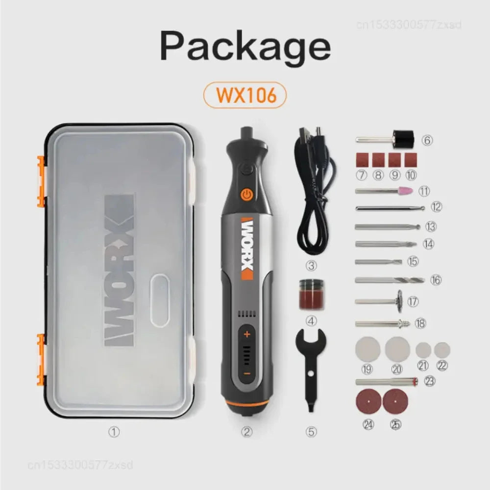 Worx WX106 Rotary Tool 8V Cordless Mini Drill Engraving Grin