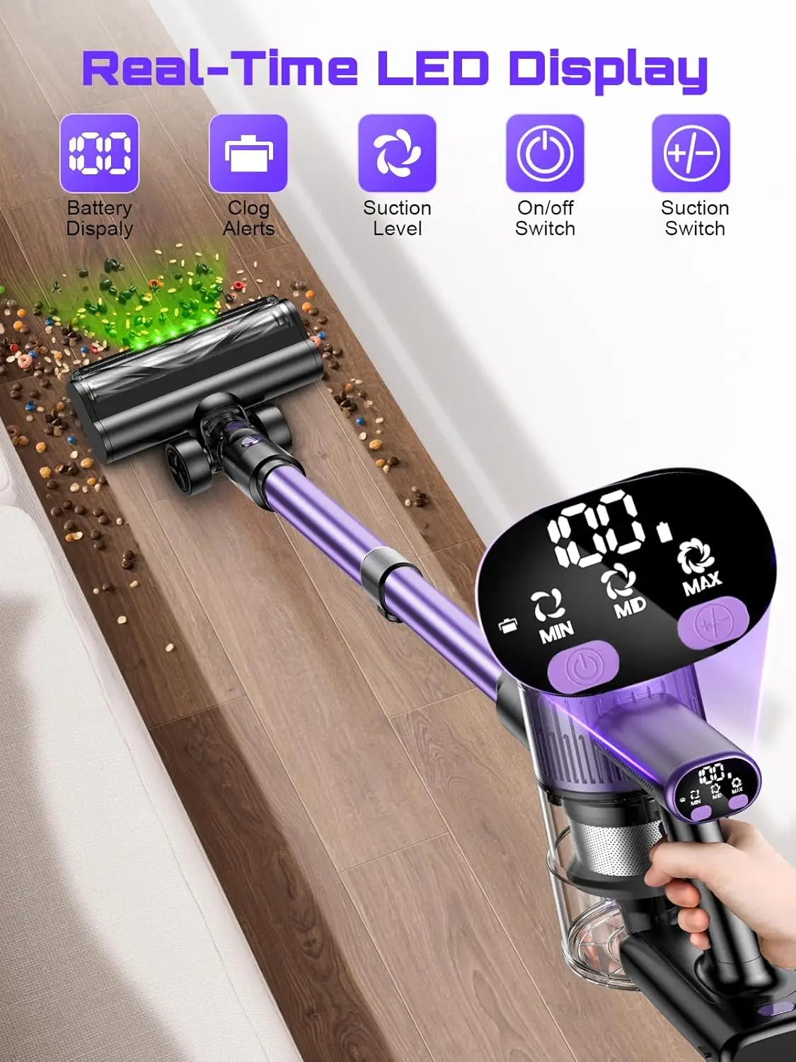 Cordless Vacuum Cleaner 55Kpa/500W/45min 10 in 1 Powerful St