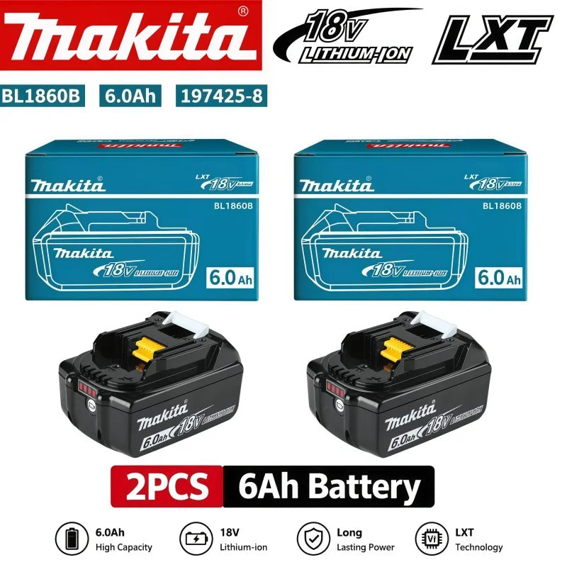 100% Original Makita Battery 18V 6.0Ah Rechargeable Battery Replacing Makita BL1830B L1840B L1850B L1860B Power Tool Battery