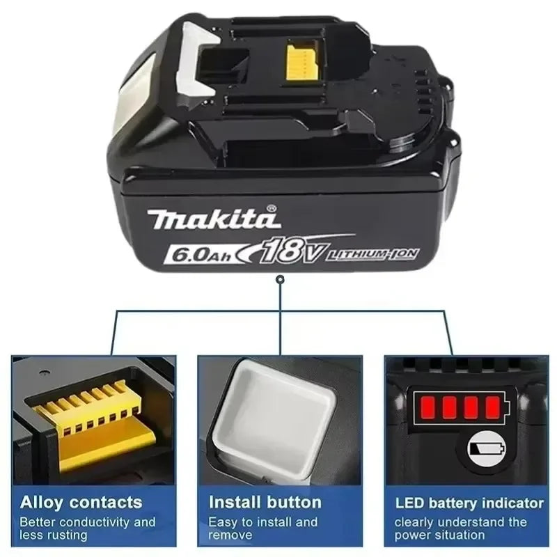 100% Original Makita 18V 6.0 Rechargeable LithiumBattery wit
