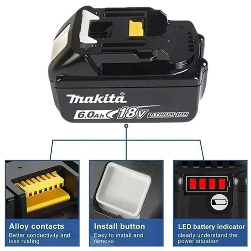100% Original Makita 18V 6.0 Rechargeable LithiumBattery wit