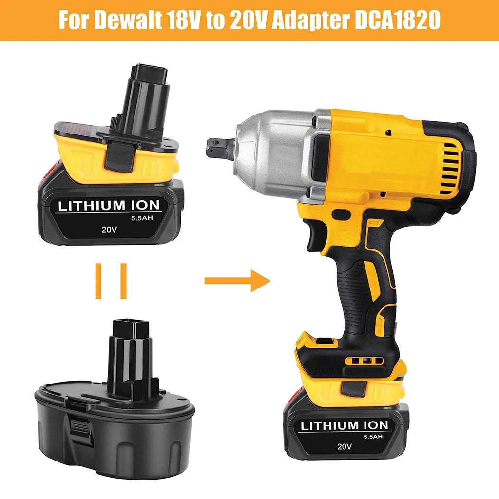 20V Battery Adapter DCA1820 for Dewalt 18V Tools Convert Dew