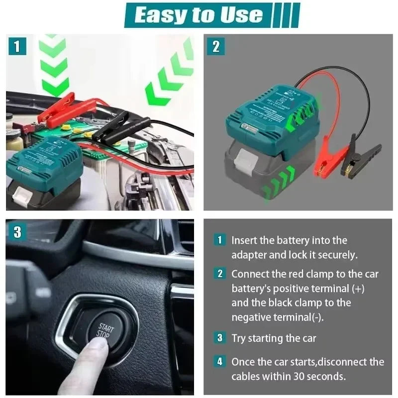 Portable Car Jumper Adapter for Makita 18V Li-ion Battery Au
