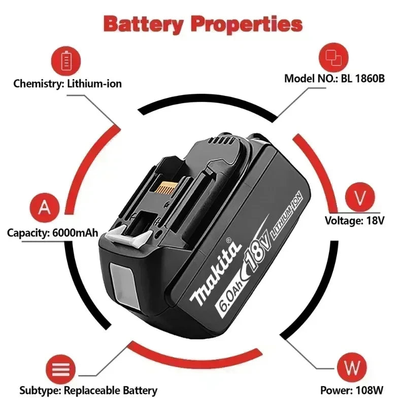 Makita Battery 9.0Ah 18V LXT Lithium-Ion BL1860B DDF487 BL18