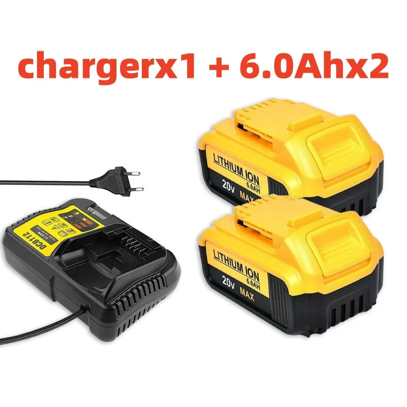 For DeWALT 20V Replacement Battery 6.0Ah MAX FlexVolt for DCB200 DCB201 DCB206 DCB205 DCB209 Power Tool Battery + Charger