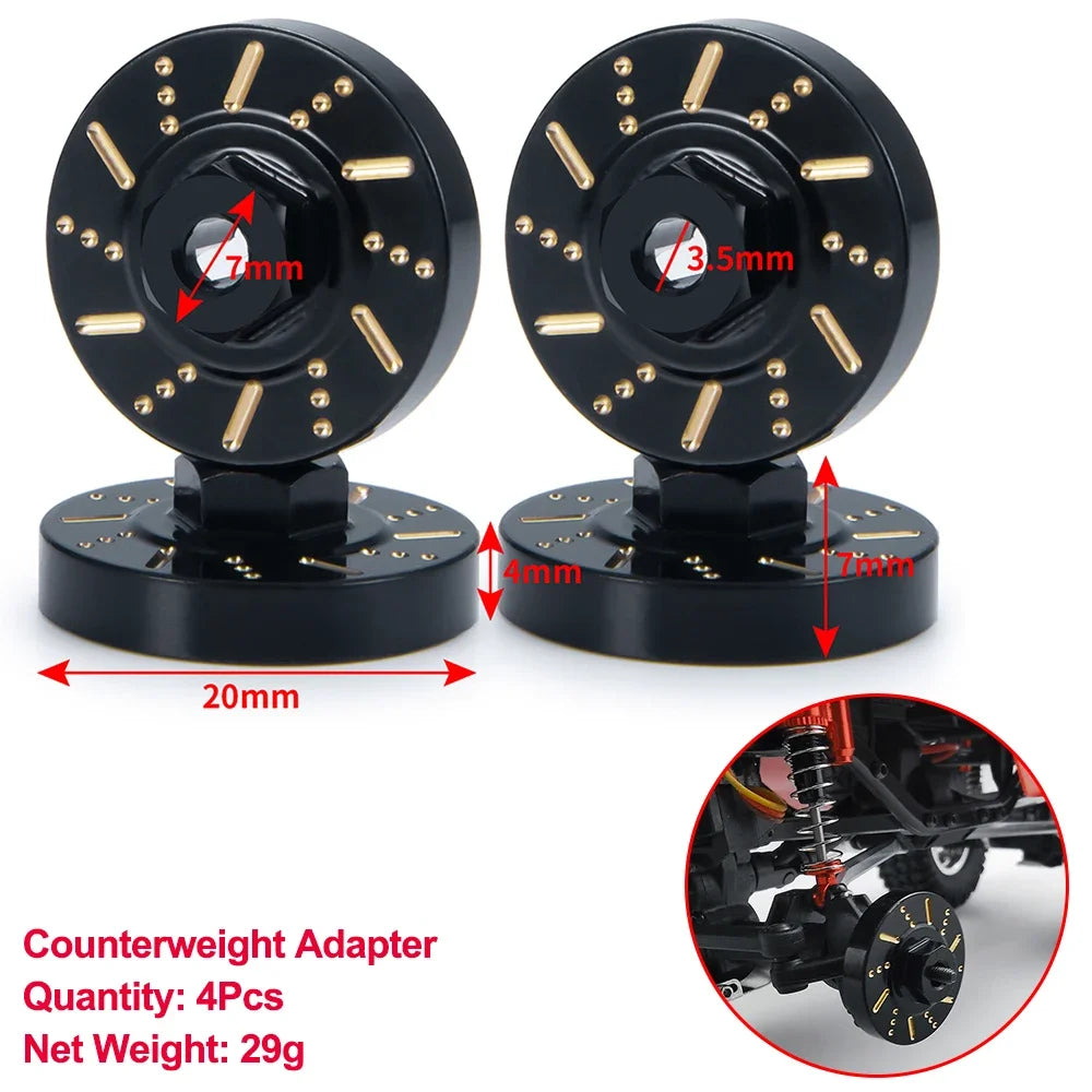 YEAHRUN Axial SCX24 Upgrade Parts Brass Counterweight Wheel Hex Adapter Axle Diff Cover Steering Knuckle Girder Motor Gears