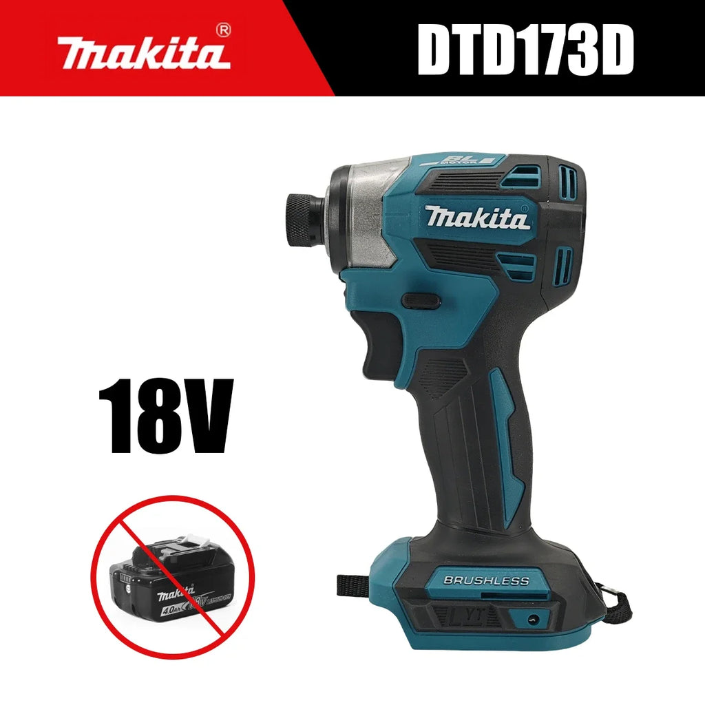 Makita DTD173 Bule 18v Brushless Lithium-ion Impact Driver Power Tool Multifunctional Tool Drill Bit Power Tool 18650 Battery
