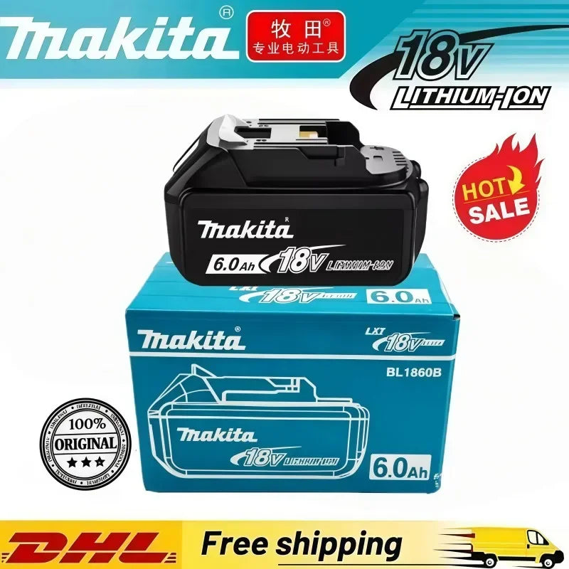 100% Original New 18V Makita 5Ah 6Ah Powerful Tool Battery+Charger For DDF487 Lithium Rechargeable Impact Drill Battery