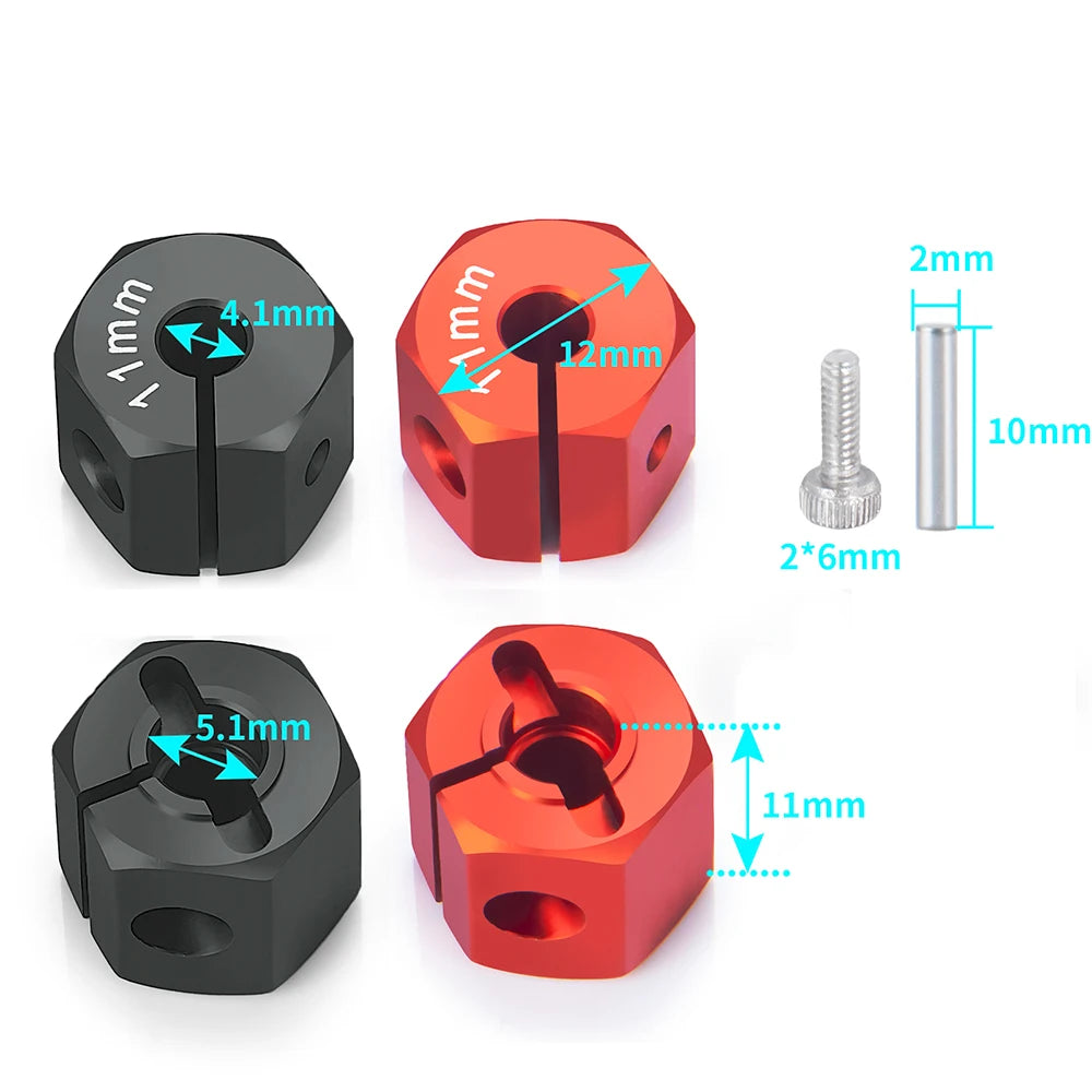 YEAHRUN 4PCS 12MM Hex Wheel Adapter with Pins Screws 8/9/10/