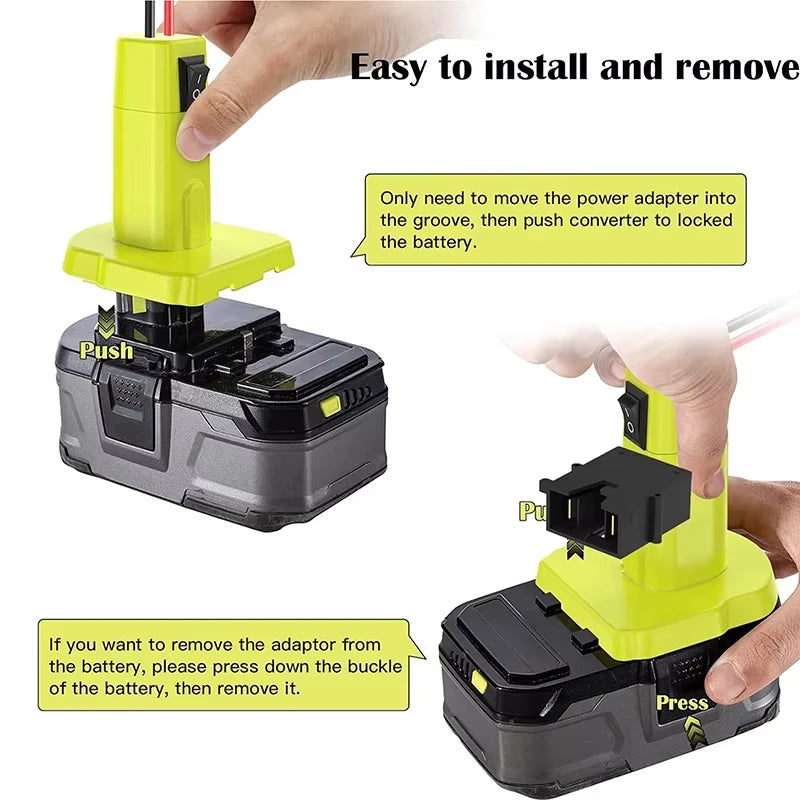 Power Wheels Adapter for Ryobi 18V Battery with Fuse Switch 