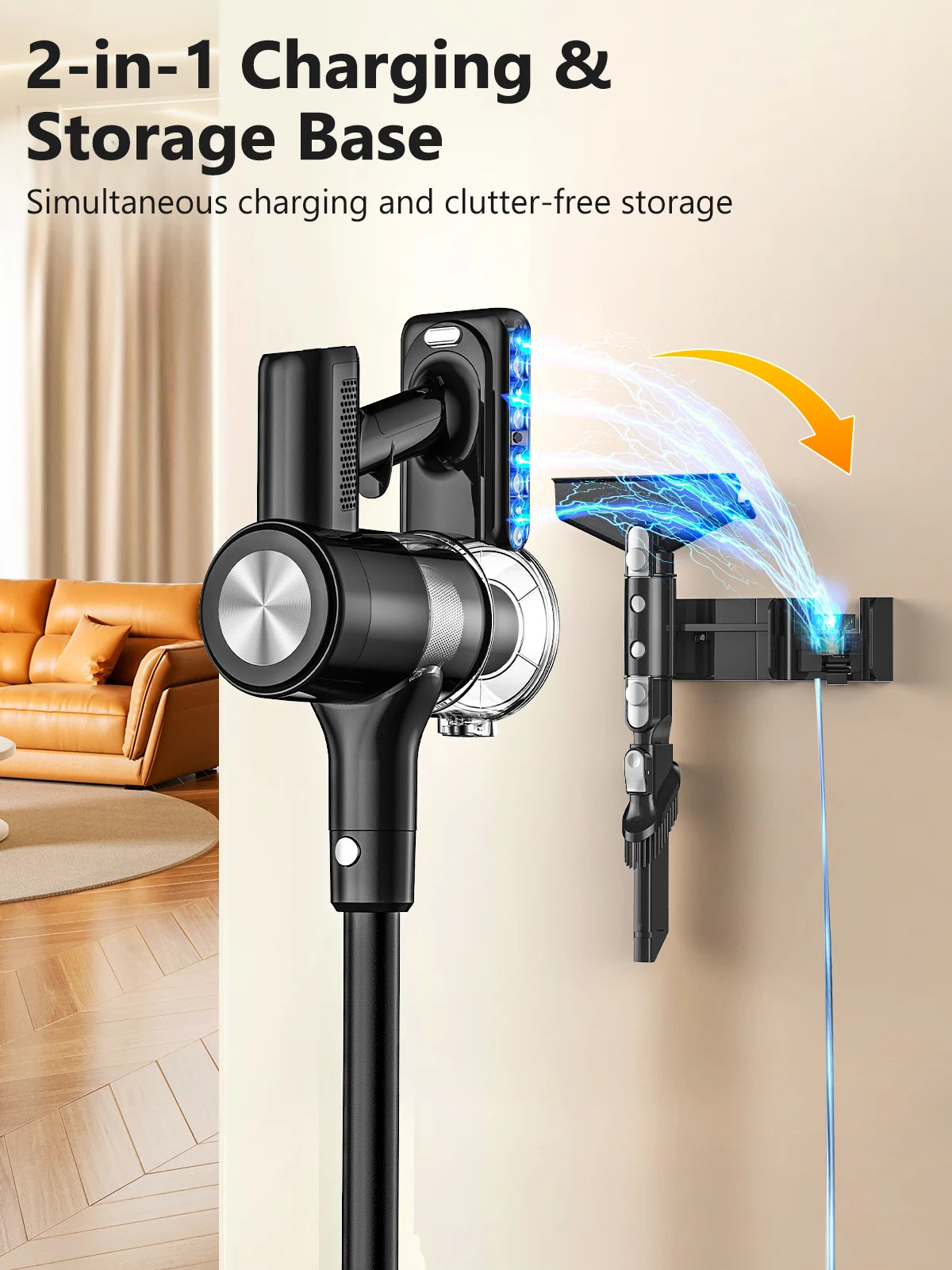 Cordless Vacuum Cleaner 55Kpa/55min Self-Standing Powerful S