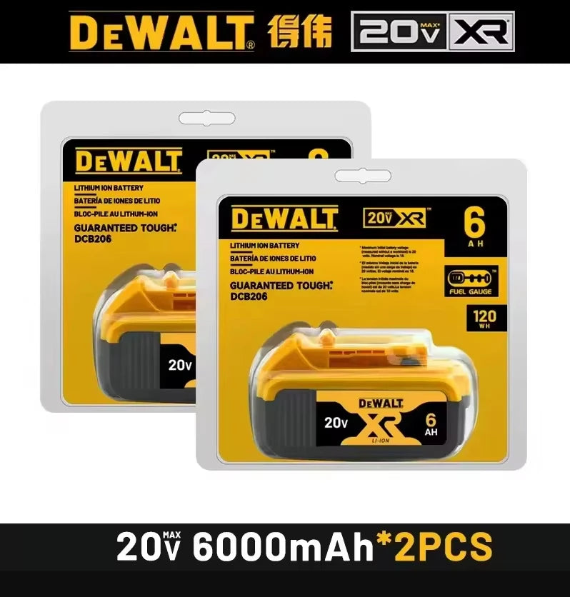 100% Original Dewalt 20V Battery 6.0Ah 5.0Ah DCB206 DCB205 20V Dewalt Power Tool Replacement Battery DCB200 DCB184 Fast Charger