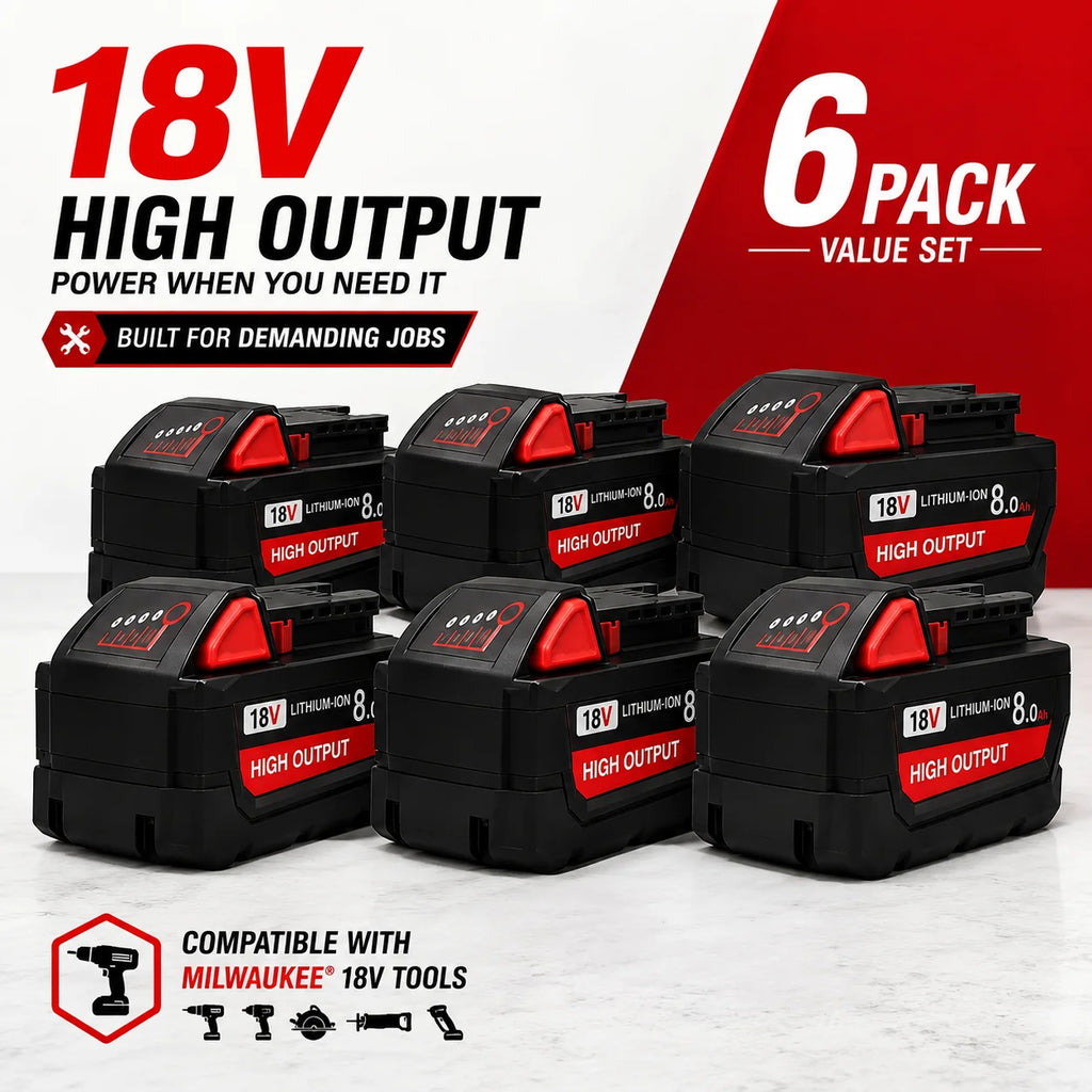 8.0Ah Replacement Battery Compatible with Milwaukee M18 18V 
