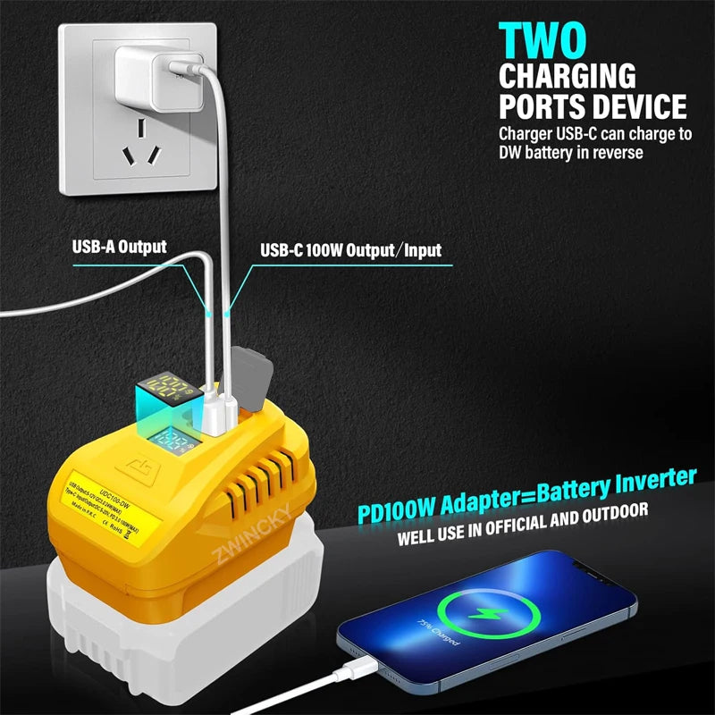 100W Two Way Charging Adapter For Makita/Dewal/Milwaukee/Bos
