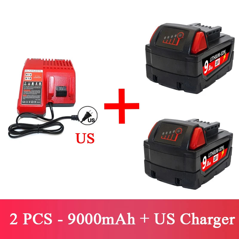 For Milwaukee M18 Power Tool Battery Charger BR XC 18V Milwaukee M18B5 48-11-1860 Built-in 18650 Battery 6.0Ah/9.0Ah/12.0Ah