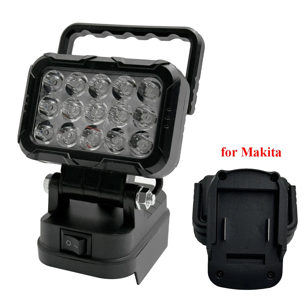 Power Tool Parts for Makita/Milwaukee/Dewalt 18V Lithium Battery LED Work Lights Lamp Hand Lantern Spotlight USB Charger