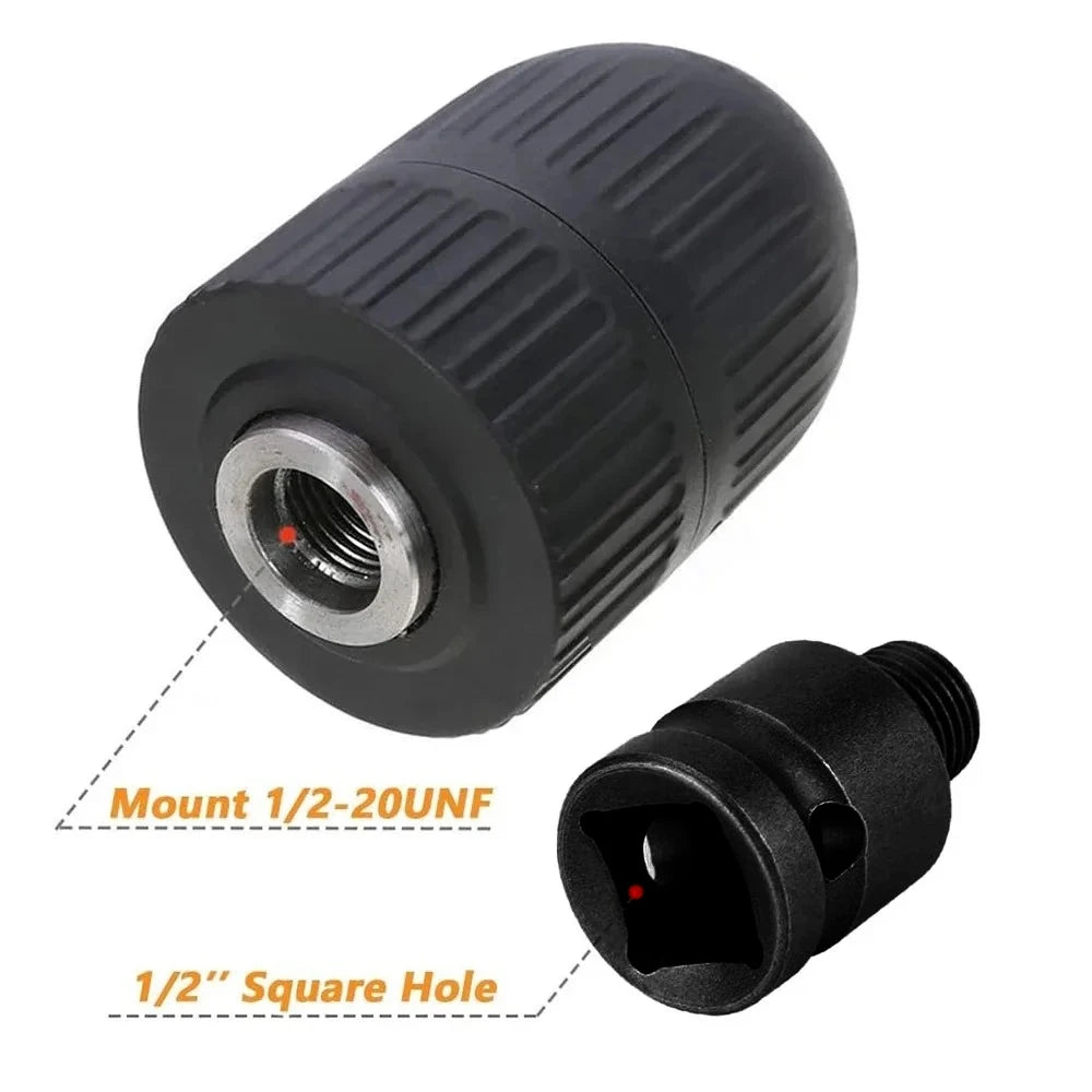 Drill Chuck With 1/2inch Chuck Socket Square Female Adapter 