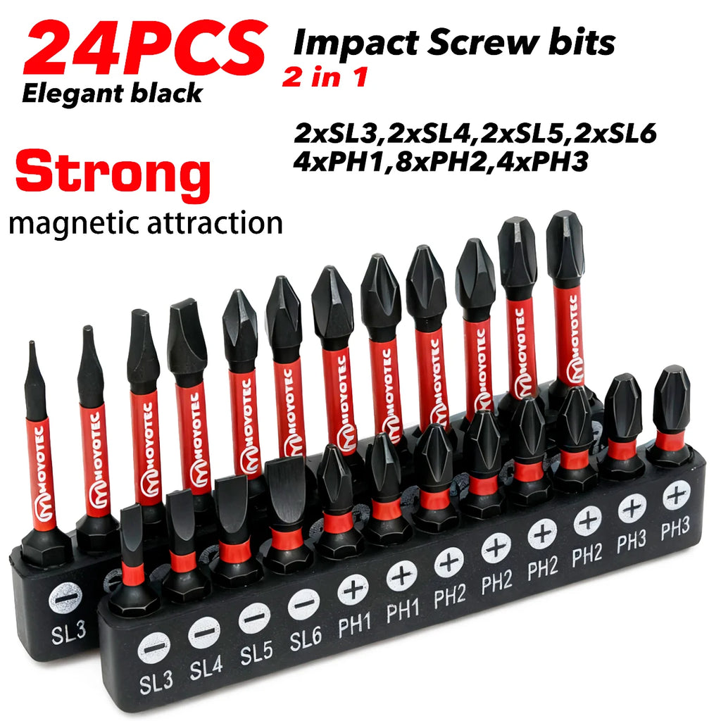 12/24 Pieces of Ph/Sl High-Strength Impact-Resistant Screwdr