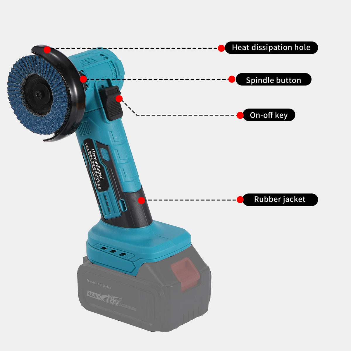 Heimerdinger 18V Brushless Mini Angle Grinder Kit Cordless G