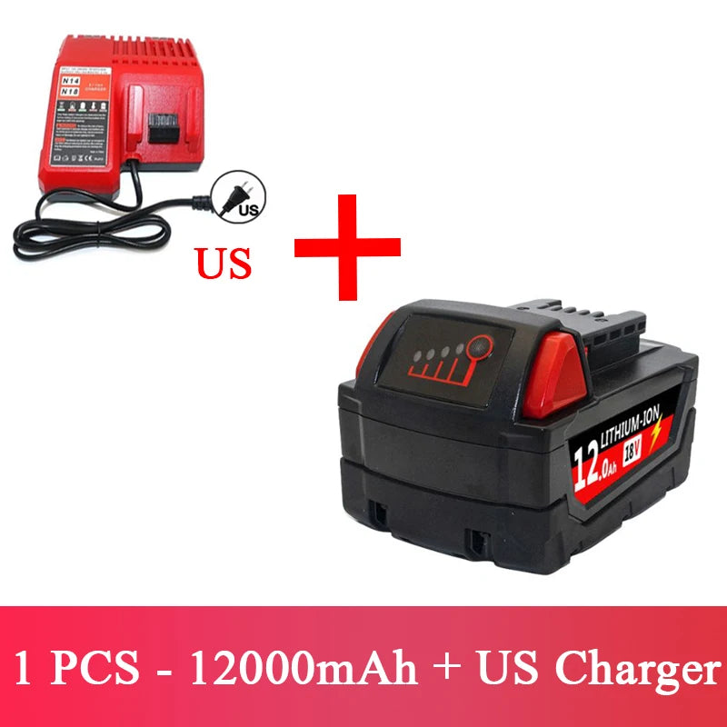 For Milwaukee M18 Power Tool Battery Charger BR XC 18V Milwaukee M18B5 48-11-1860 Built-in 18650 Battery 6.0Ah/9.0Ah/12.0Ah
