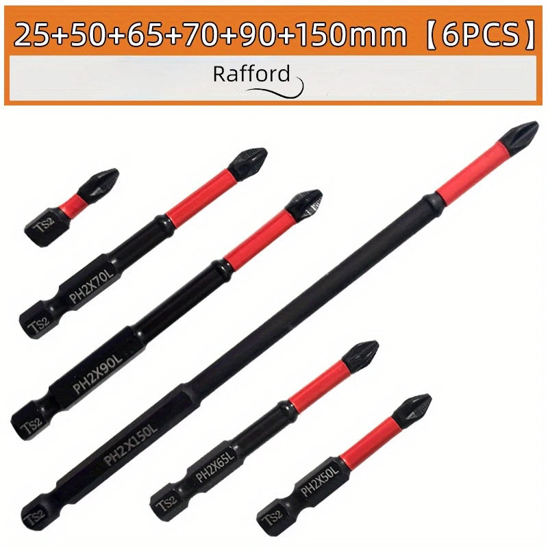 Magnetic Non-Slip Drill Bit Set 3/6/12 Pieces S2 Steel Crosshead and Impact Drill Bits Suitable for Electric and Hand Drivers
