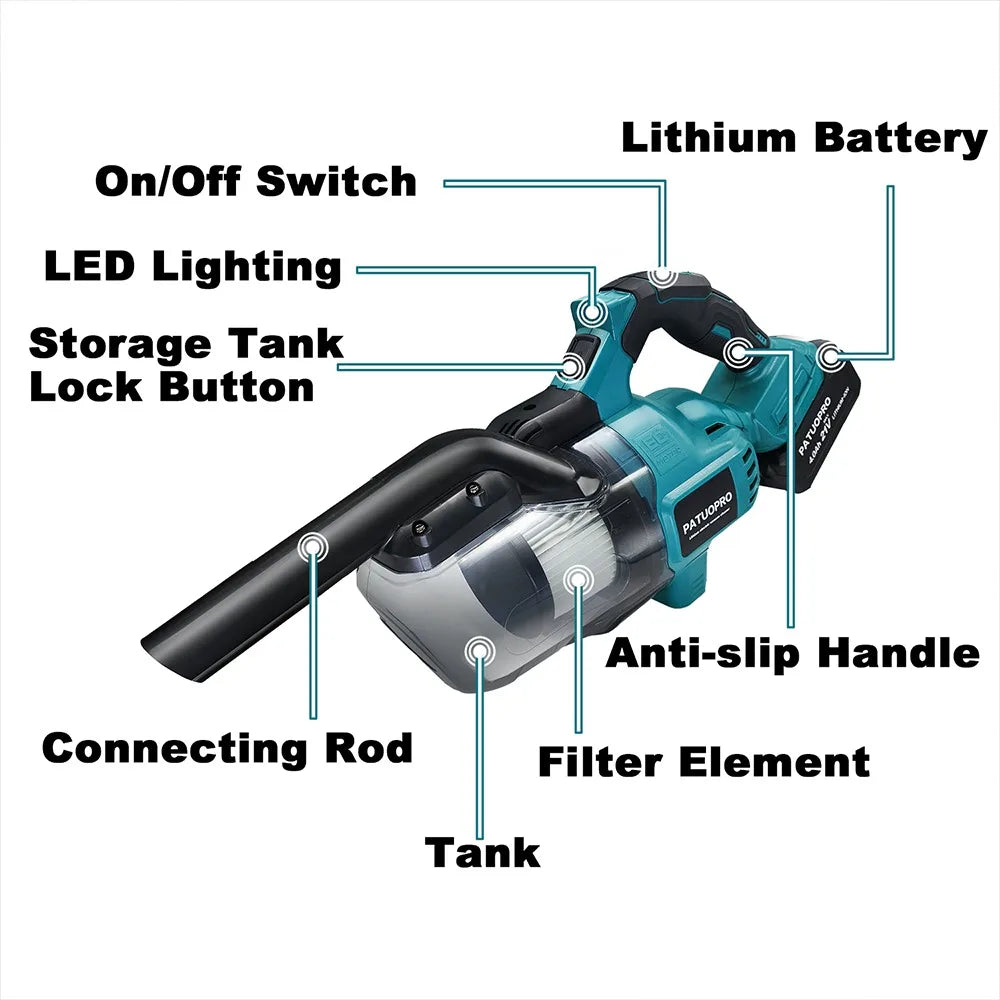 PATUOPRO Cordless Electric Vacuum Cleaner Car Pet Hair Carpe