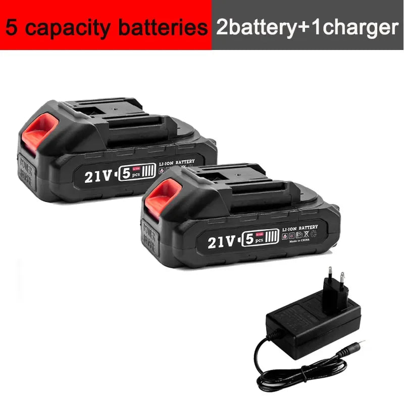 10/5 Battery 21V High Quality Li Rechargeable Battery Pack 21V Power Electric Tool Batter 21V Electric Wrench Adapter Battery