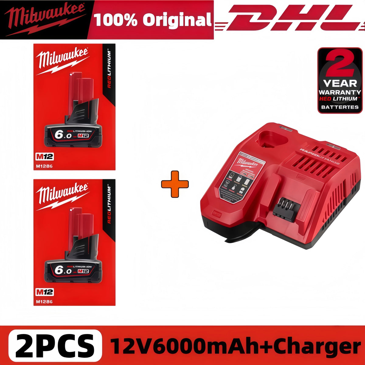 100% New Milwaukee M18 6.0Ah High Output Battery 18V Lithium-ion Rechargeable for Milwaukee M18 Cordless Power Tools 6Ah Battery
