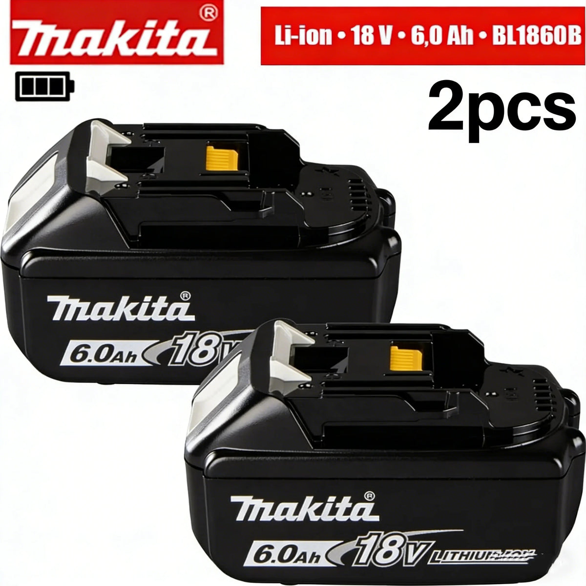 Makita 18V LXT 6.0Ah Original Rechargeable Battery BL1860 BL1850 BL1840 BL1830B Replacement Power Tool Battery