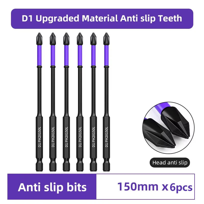 Galacok 25-150mm Magnetic Screwdriver Bit Set PH2 Non-Slip Impact Drill Bit 1/4 Inch Electric Drill Bit Set