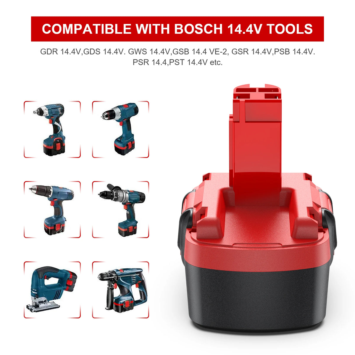 Powtree 14.4V For Bosch Battery BAT038 4000mAh NI-MH Power T