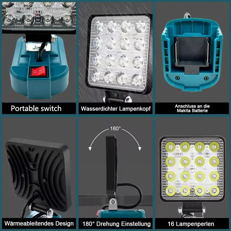 For Makita 14.4V-18V Li-ion Battery Lantern Outdoor Flashlig