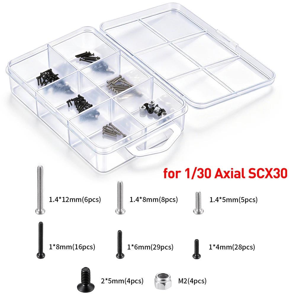 AXSPEED RC Car Repair Tools Screws Box Set for 1/8 1/10 1/18 1/24 Axial SCX10 SCX24 TRX4M TRX4 TRX6 D90 HSP Tamiya Redcat Ascent