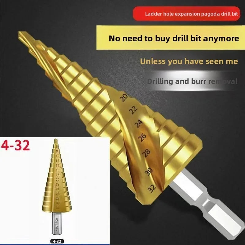 HSS Step Drill Bit 4-12mm 4-20mm 4-32mm Hex Titanium Cone Ho