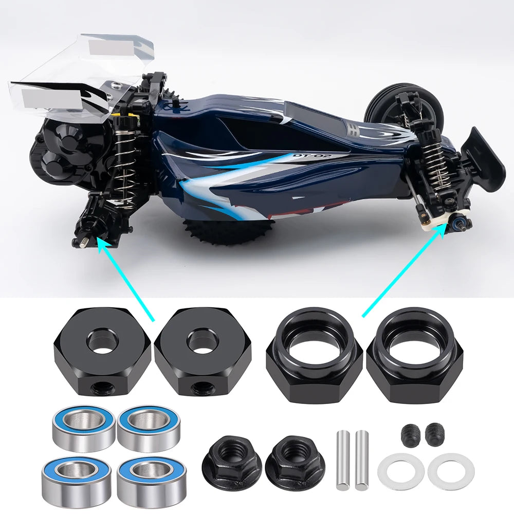 TRINOOD 4Pcs Alu 12mm Hex Wheels Rims Hub Adapter with Beari