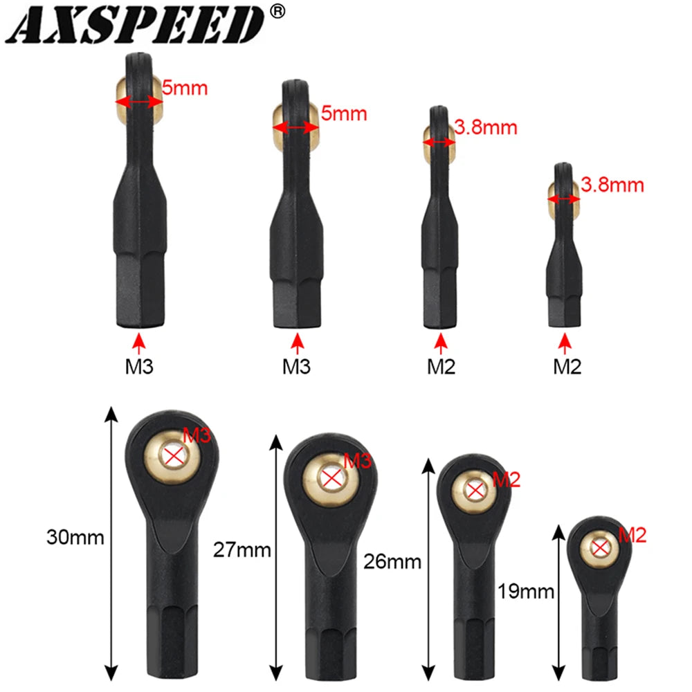 AXSPEED 10PCS M2 M3 Plastic Rod End Ball End Ball Joint 19/2