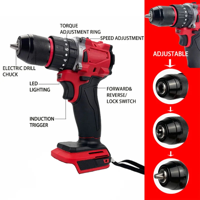 For Milwaukee 18V Battery Brushless Electric Drill 20+3 Torq